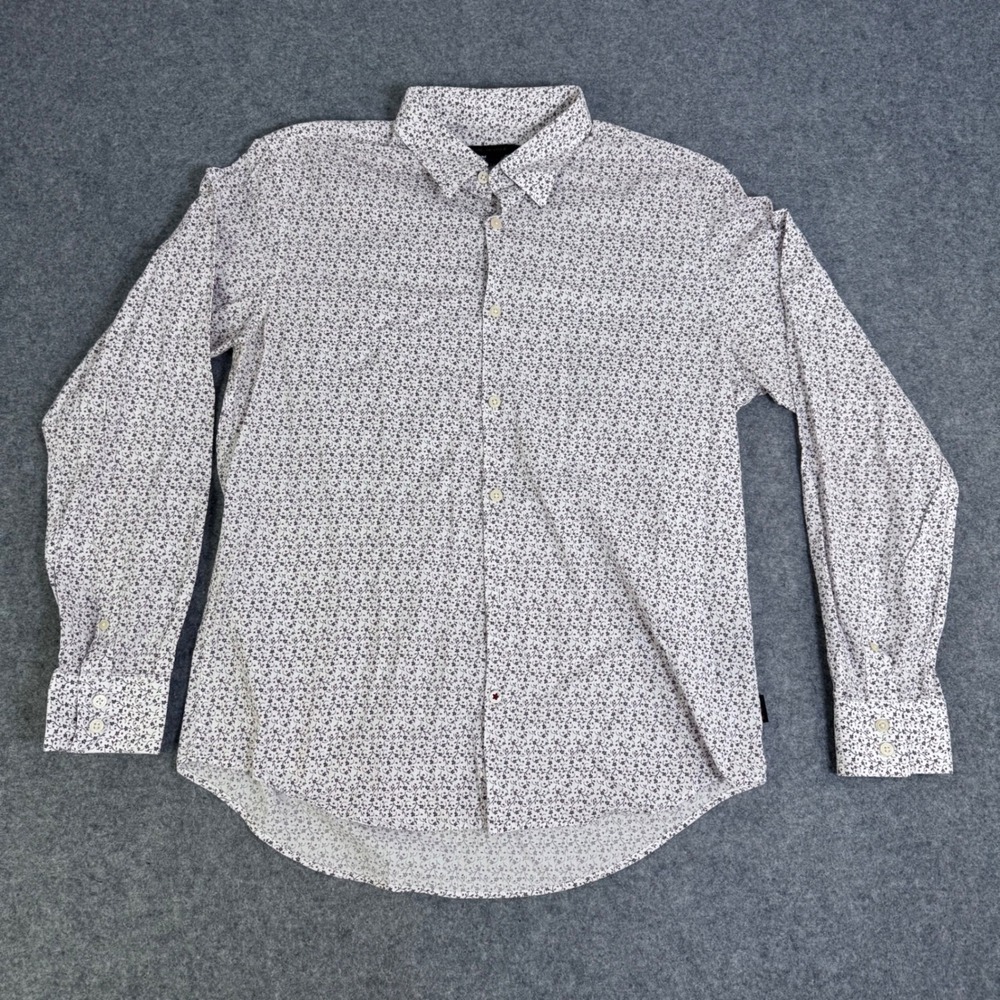 John Varvatos USA Mens Floral Button Down Shirt White Purple W184V3B Size M